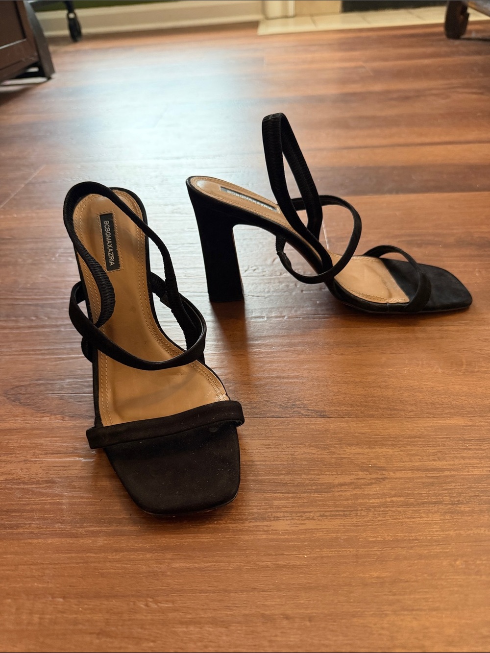 BCBGMaxAzria Black Strappy Block Heel Sandals